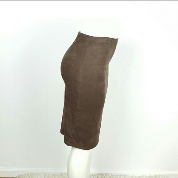 Suede Pencil Skirt BrownSize Medium - Picture 3 of 3